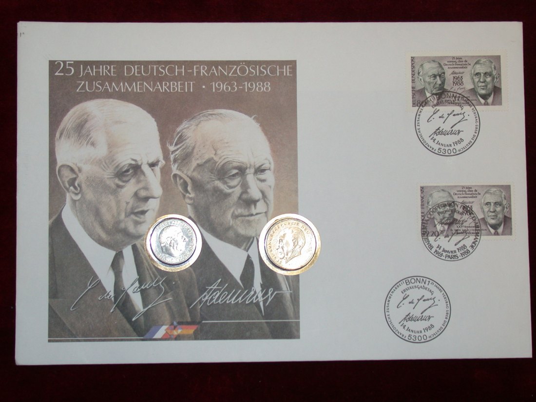  14201 Numisbrief Deutsch Französische Zusammenarb. 1988  Orginalbilder!   