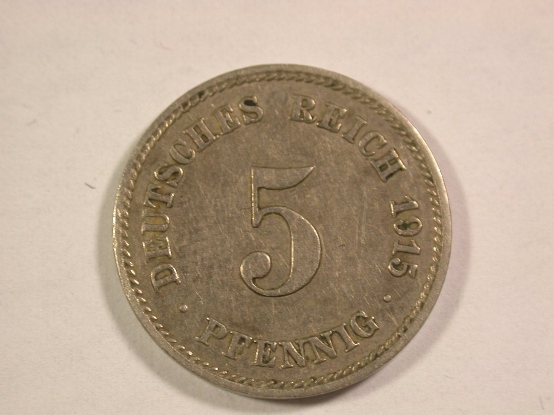 14106 KR 5 Pfennig 1915 J in ss+ Orginalbilder !!