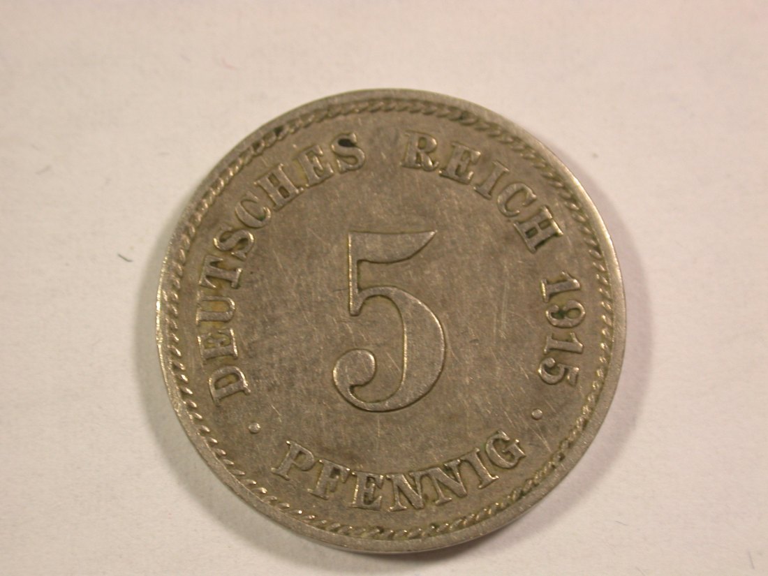  14106 KR  5 Pfennig 1915 J  in ss+ Orginalbilder !!   