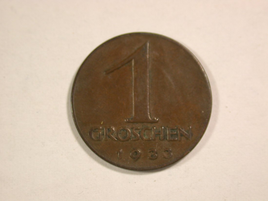  14106 Österreich 1 Groschen 1933   in ss-vz Orginalbilder !!   