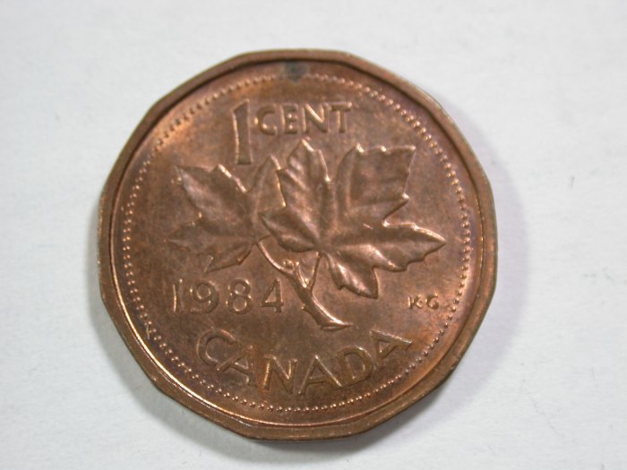  14108 Kanada  1 Cent 1984 in vz-st/f.st (AU-MS) Orginalbilder!   