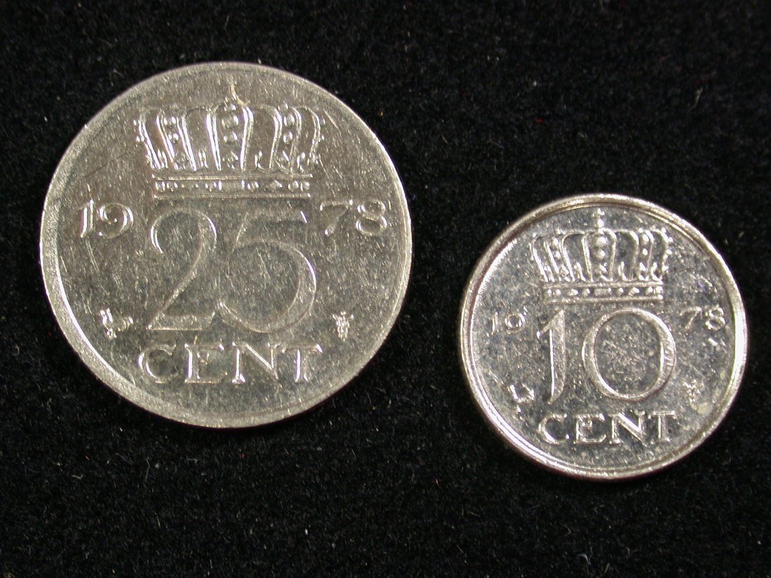  14108 Niederlande 10 und 25 Cent 1978 in vz-st 2 Münzen Orginalbilder!   