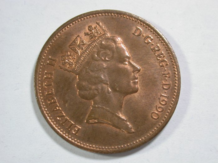  14108 Grossbritanien  2 Pence 1990 in vz-st/f.st Orginalbilder!   