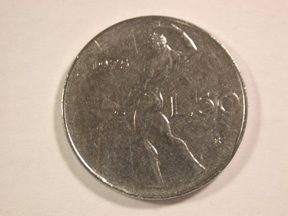 14109 Italien 50 Lire 1975 in f.st/st Orginalbilder