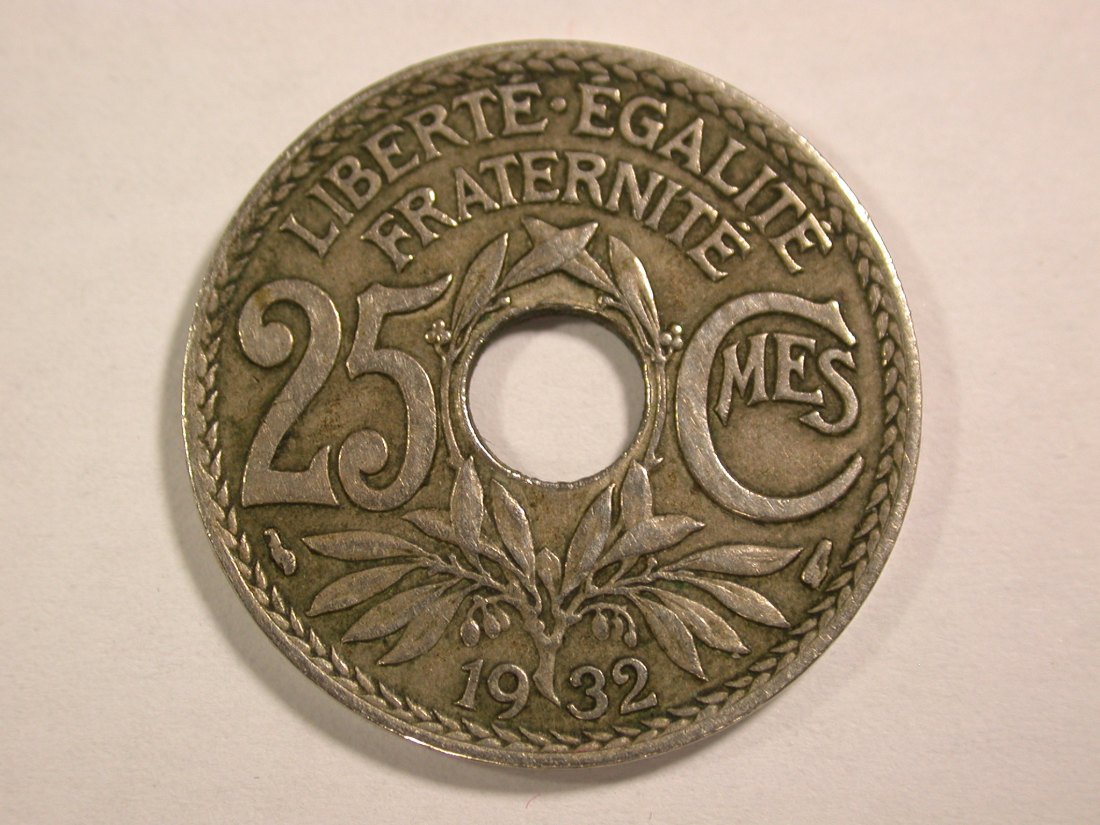  14004 Frankreich 25 Centimes von 1932 in ss-vz Orginalbilder   