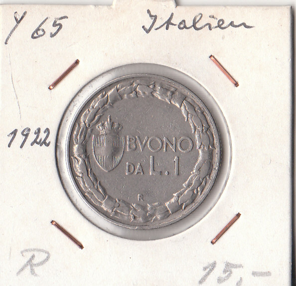  1 Lira Italien 1922 (L08)   