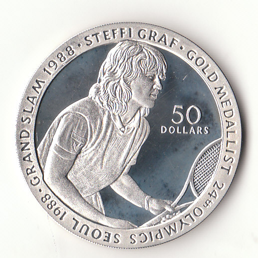  50 Dollar Niue 1989 Steffi Graf 925 Silber  (L11)   