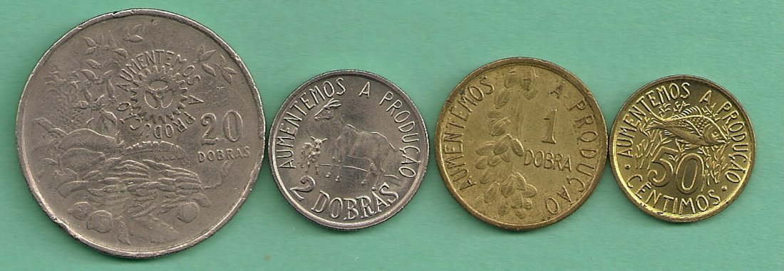 Saiht Thomas & Prince Islands 0.50 Centimos 1,2,20 Dobras 1977