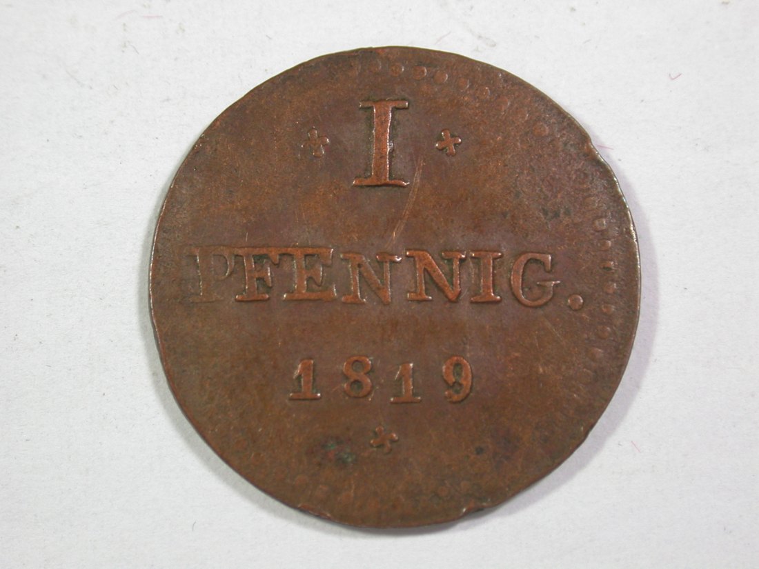 14005 Hessen 1 Pfennig 1819 in s/ss Orginalbilder