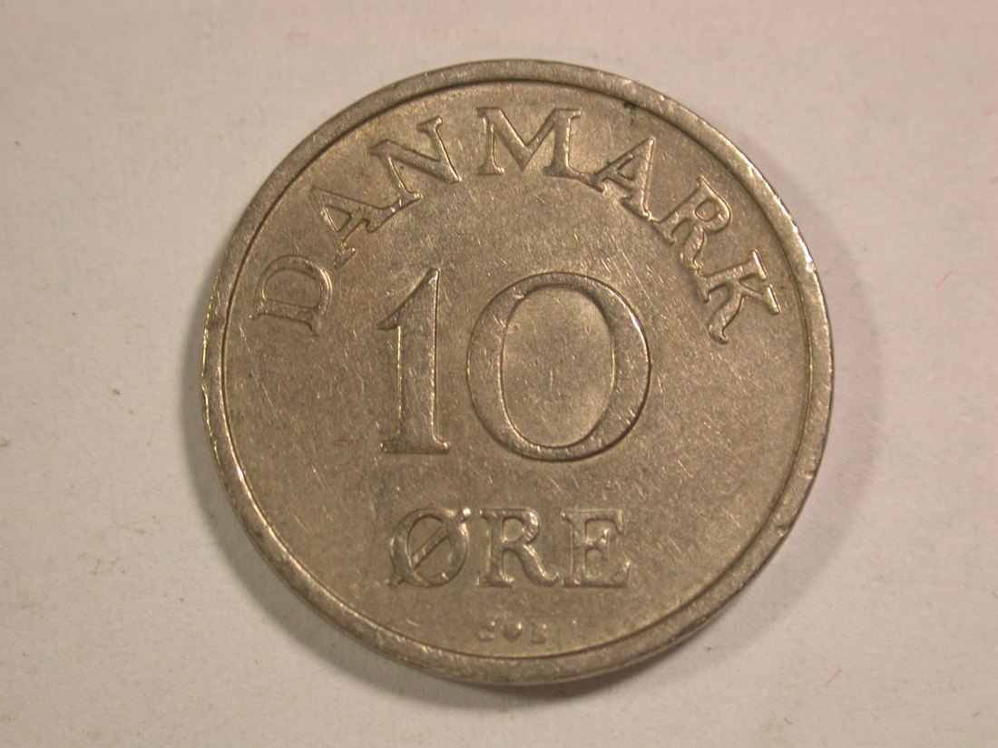  14005 Dänemark  10 Öre 1957 in ss+ Orginalbilder   