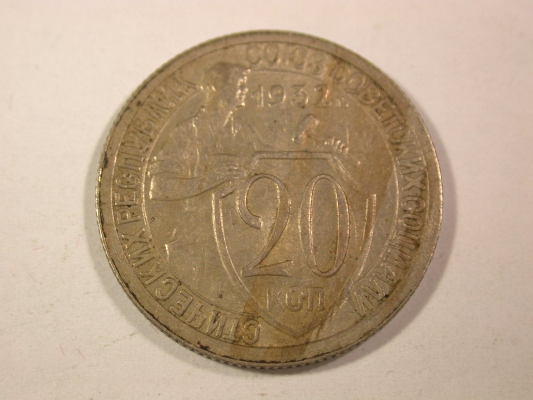14112 CCCP Rußland 20 Kopeken 1932 in vz-st/f.st !! Orginalbilder