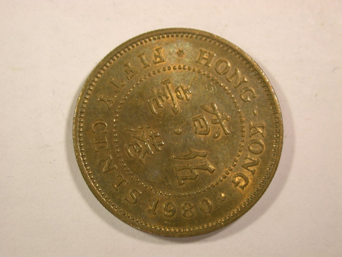 14112 Hong Kong 50 Cents 1980 in vz-st/f.st Orginalbilder