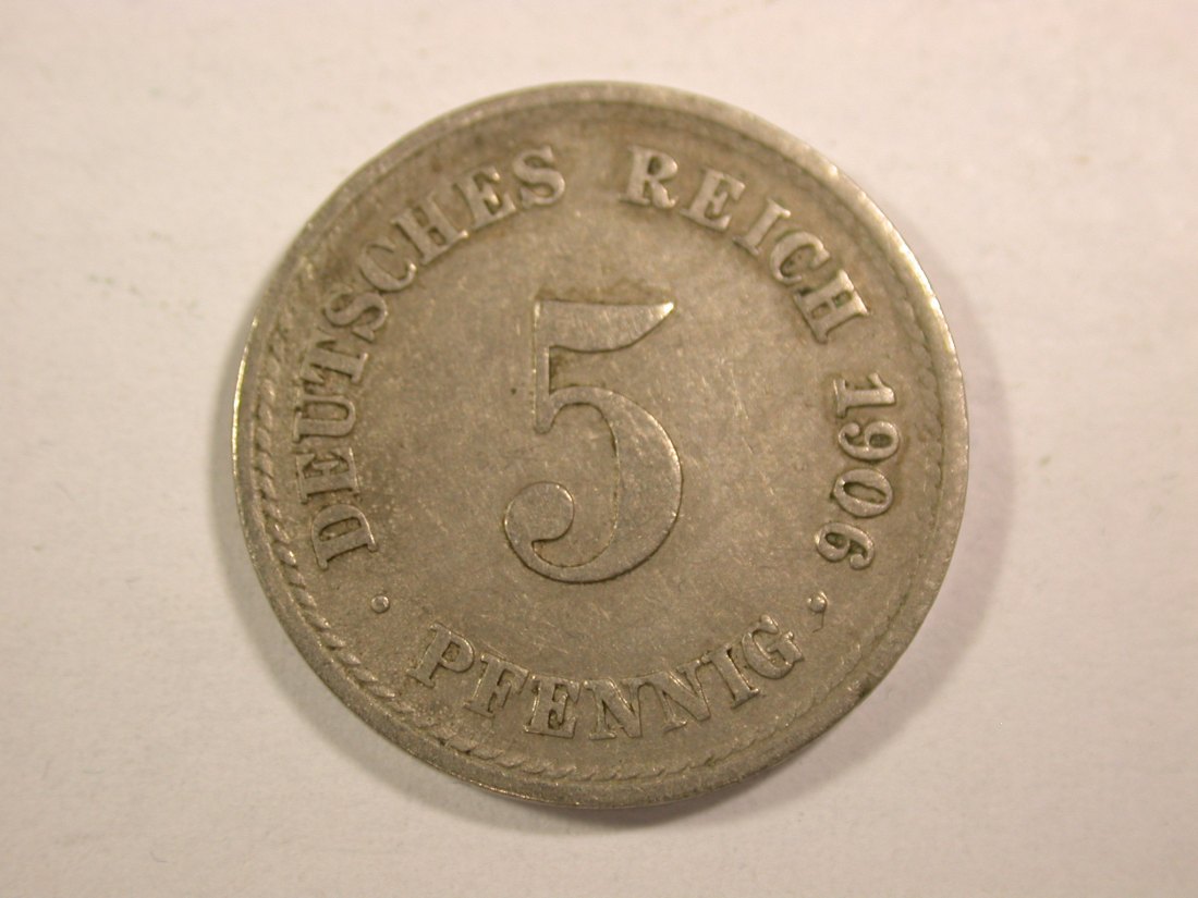  14301 KR 5 Pfennig 1906 F in sehr schön-vorzüglich Orginalbilder   