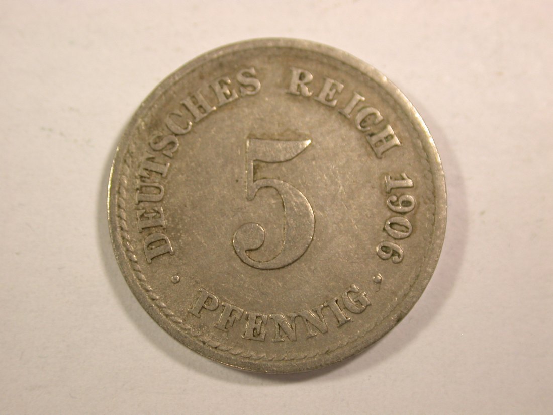 14301 KR 5 Pfennig 1906 F in sehr schön-vorzüglich Orginalbilder