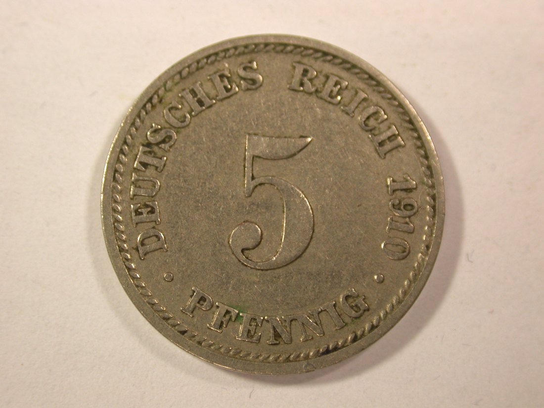  14301 KR 5 Pfennig 1910 D in sehr schön+ Orginalbilder   