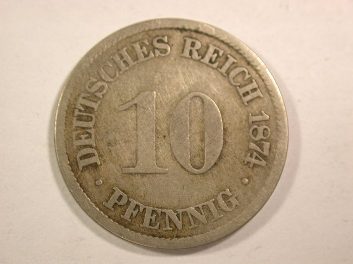  14301 KR 10 Pfennig 1874 A in schön Orginalbilder   