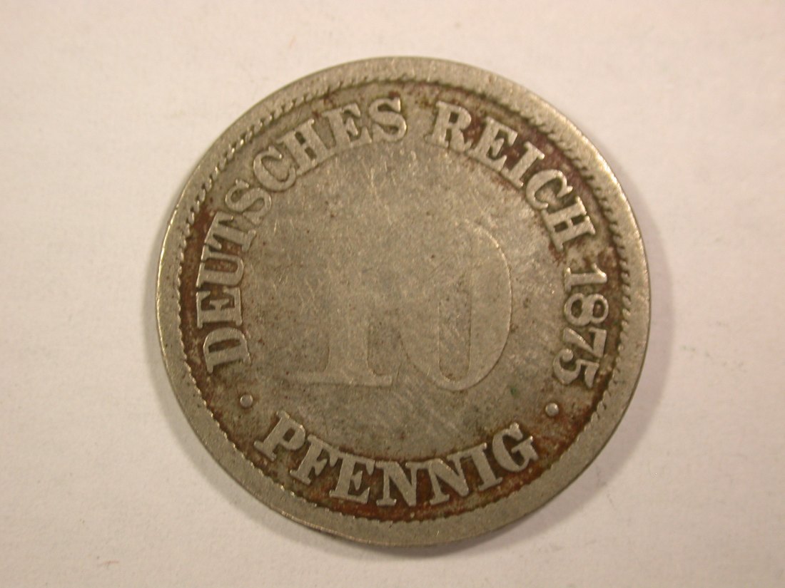  14301 KR 10 Pfennig 1875 J in schön Orginalbilder   