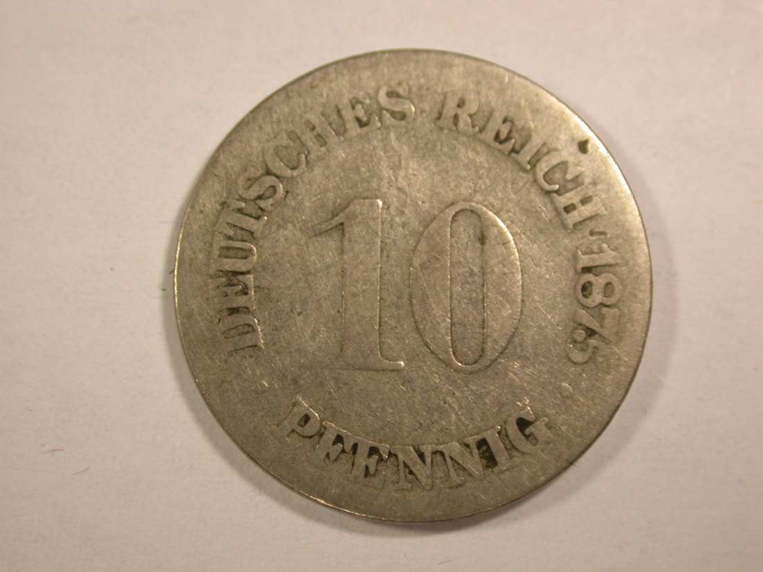 14301 KR 10 Pfennig 1875 C in schön Orginalbilder
