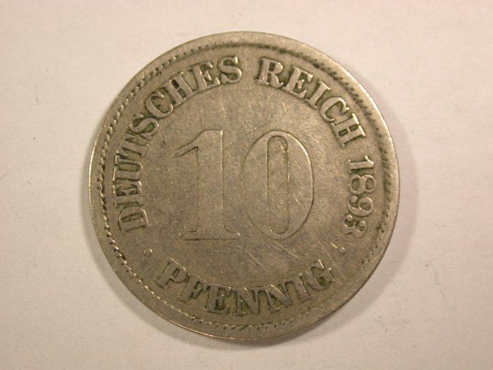  14301 KR 10 Pfennig 1893 A in ss Orginalbilder   