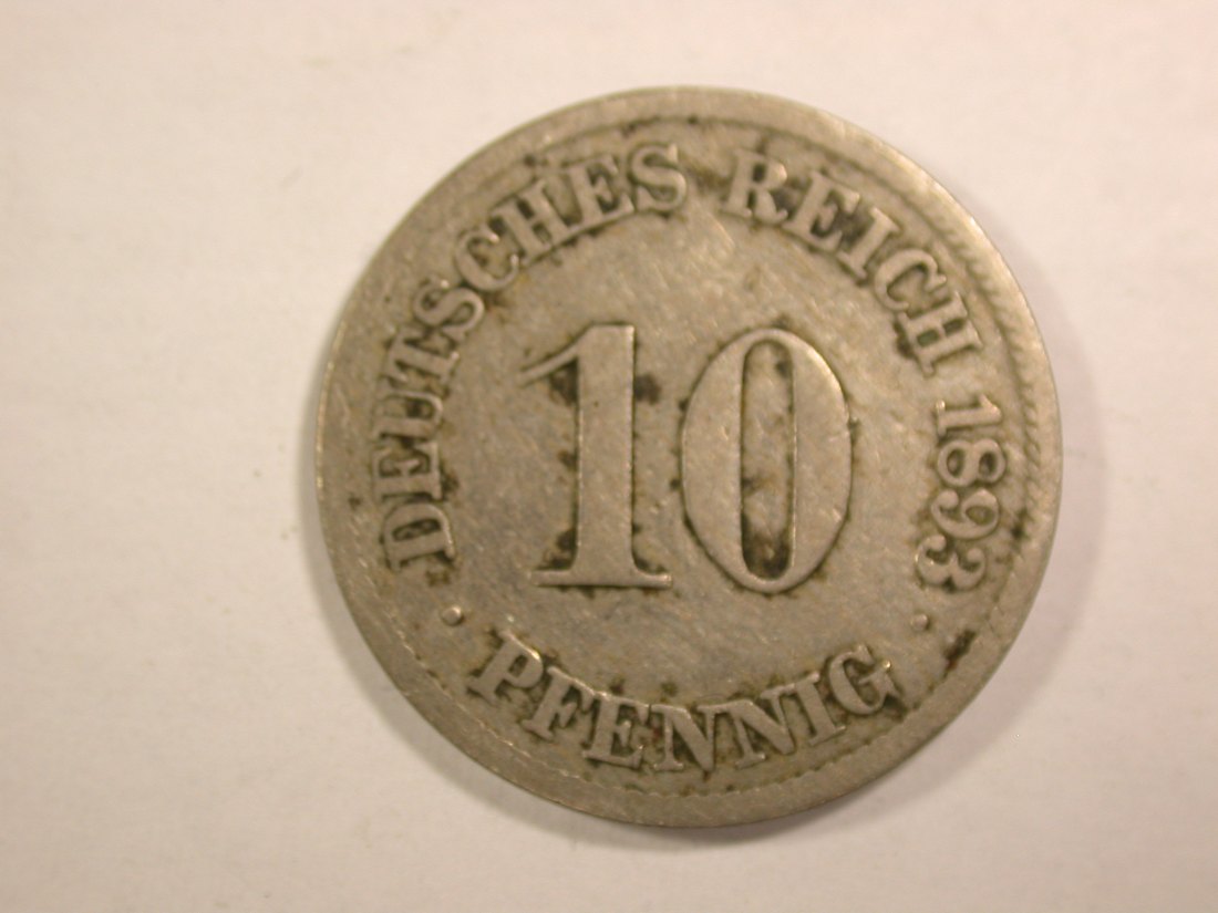  14301 KR 10 Pfennig 1893 J in ss Orginalbilder   