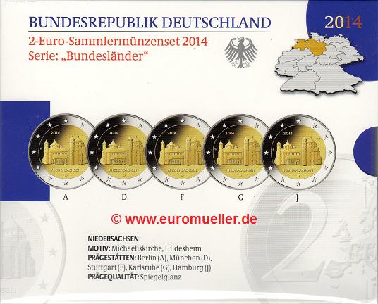 Deutschland ...2 Euro Gedenkmünzenset 2014...PP....Niedersachsen   