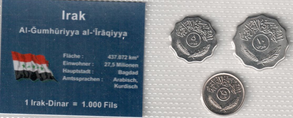  Irak 5 + 10 + 25 Fils 1981 UNC in Blister   