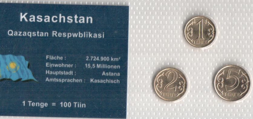 Kasachstan Minikursmünzsatz 1 + 2 + 5 Tenge UNC