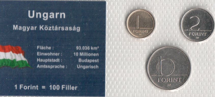  Ungarn Minikursmünzsatz 1 + 2 + 10 Forint UNC   