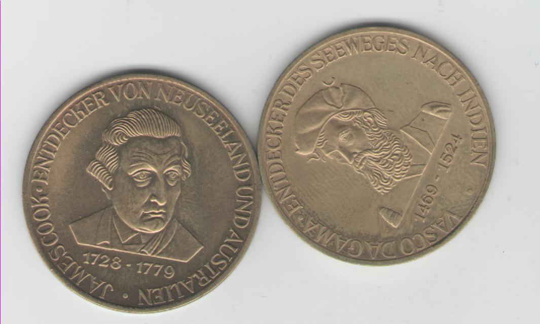  2 Medaillen auf berühmte Seefahrer(k270)   