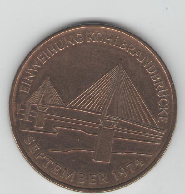  Medaille auf die Einweihung der Köhlbrandbrücke in Hamburg(k283)   