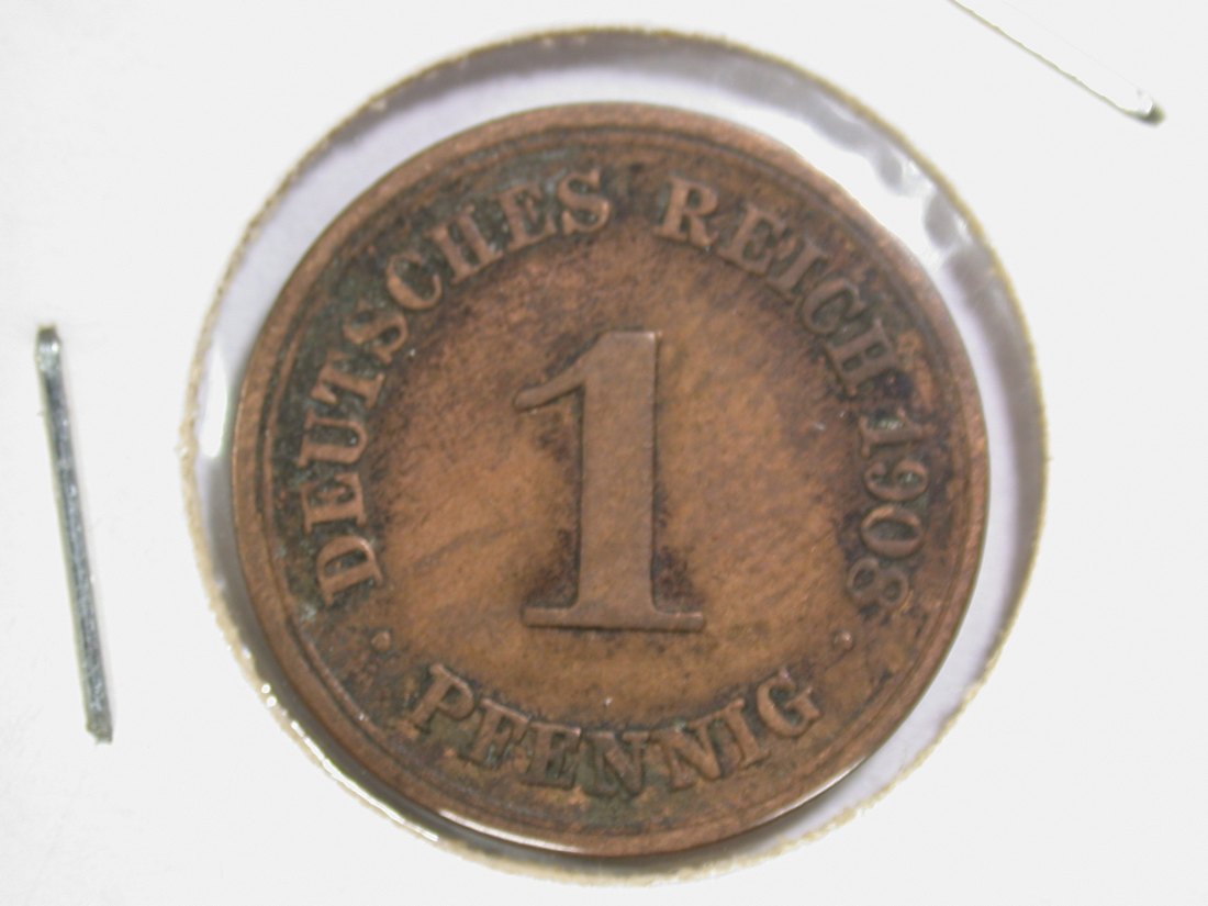  14302 KR 1 Pfennig 1908 F in ss+ Orginalbilder   