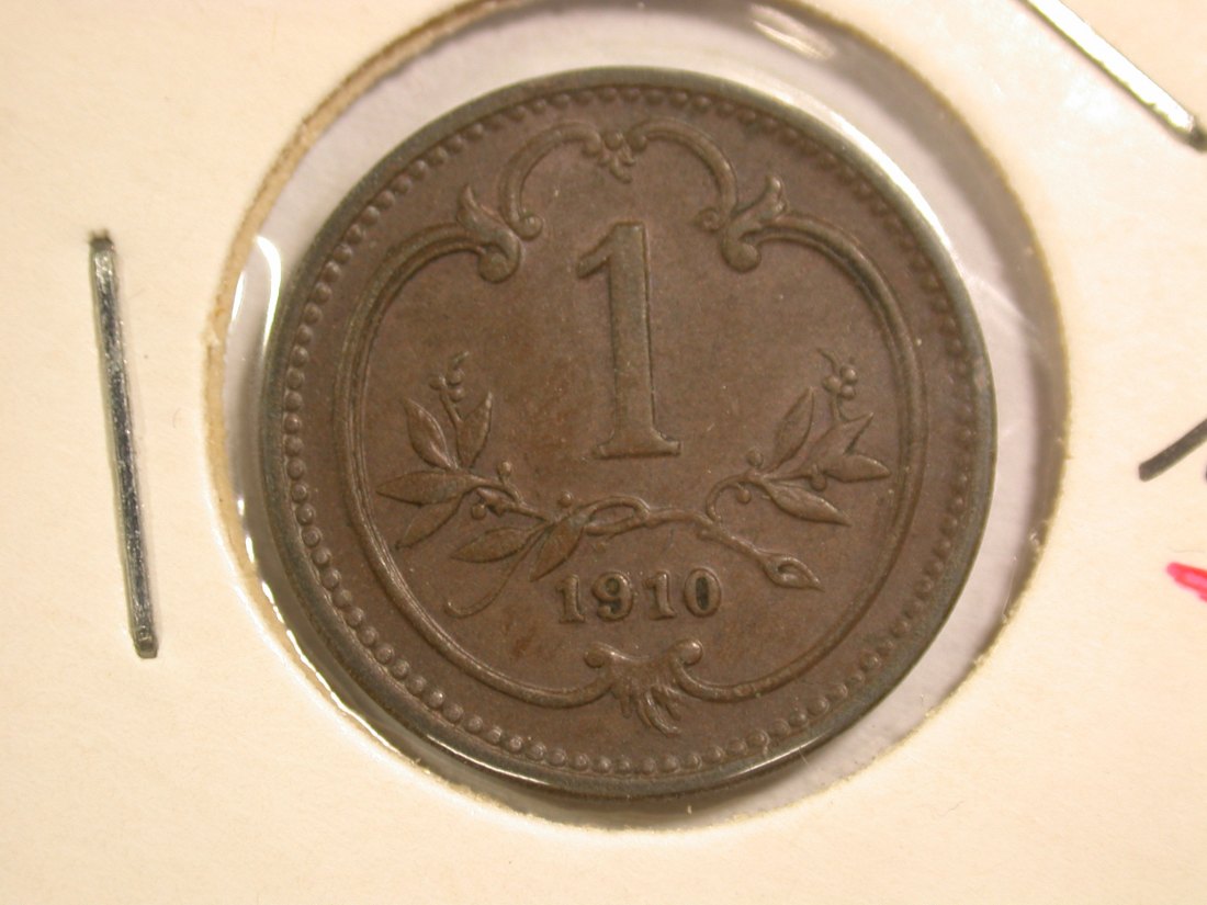 14302 Österreich 1 Heller 1910 in vz/vz-st Orginalbilder