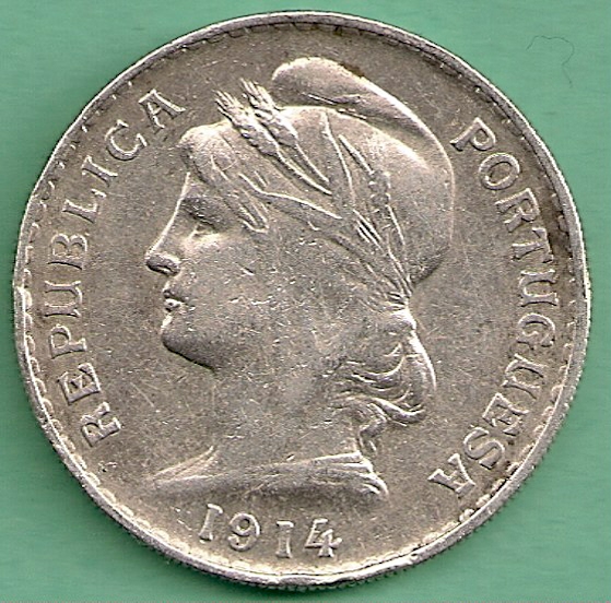  Portugal - 50 Centavos 1914 Silber   