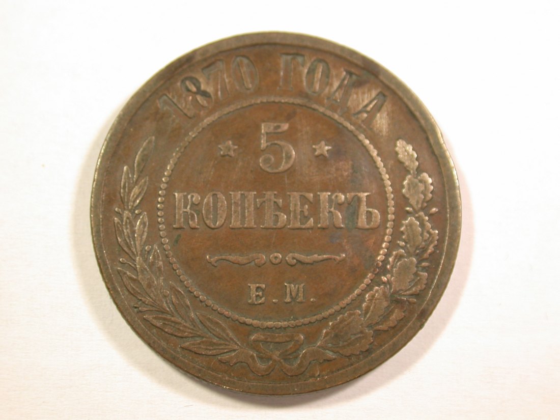  14303 Russland/UDSSR 5 Kopeken 1870 in ss+  Orginalbilder!   