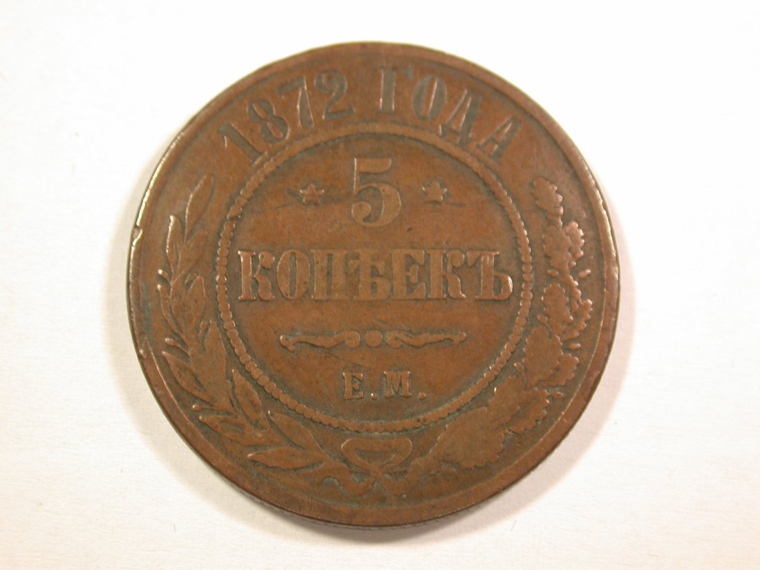  14303 Russland/UDSSR 5 Kopeken 1872 in ss  Orginalbilder!   