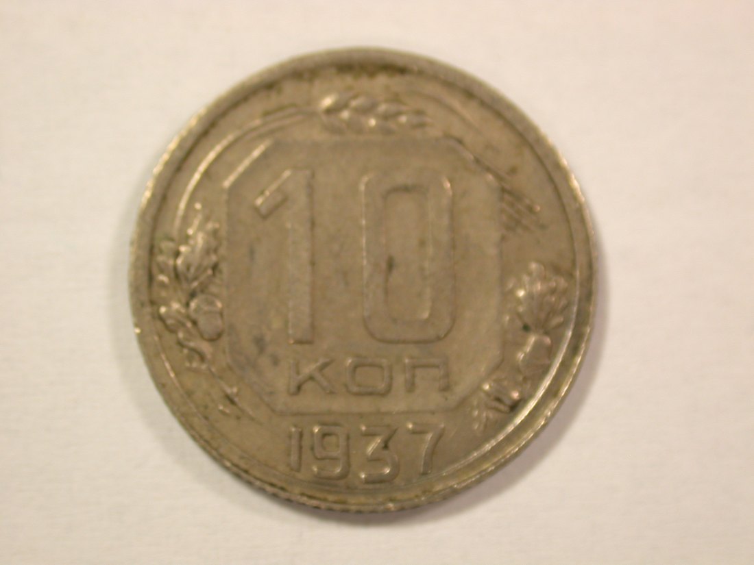  14303 Russland/UDSSR 10 Kopeken 1937 in vz/vz+ RR  Orginalbilder!   