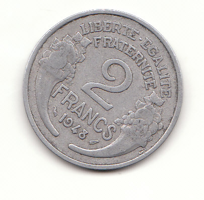  2 Francs Frankreich 1948 (H071)   