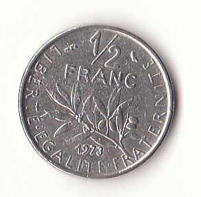  Frankreich 1/2 Franc 1973  (H082)   