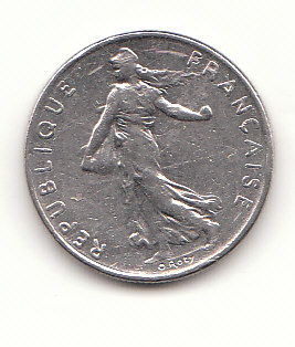  Frankreich 1/2 Franc 1977  (H083)   