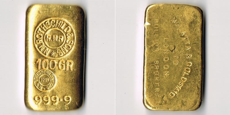 Deutschland MM-Frankfurt Feingewicht: 100g Gold 100g Goldbarren (Rothschild)  