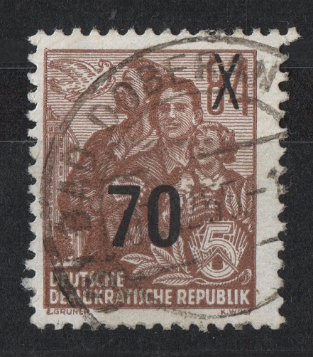  DDR Mi.442 l g 70 auf 84 Freimarke <i>Fünfjahrplan</i> gest. Klebreste   