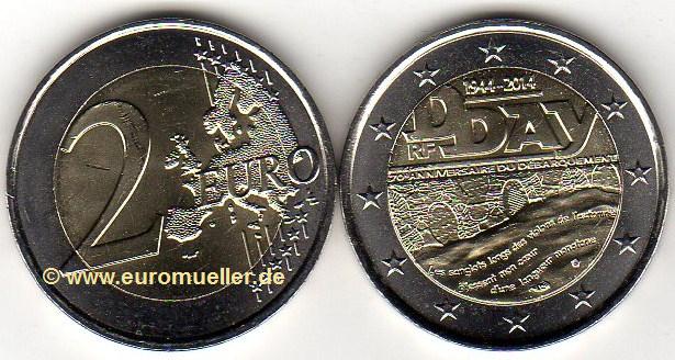Frankreich 2 Euro Sondermünze 2014...D-Day...unc.   