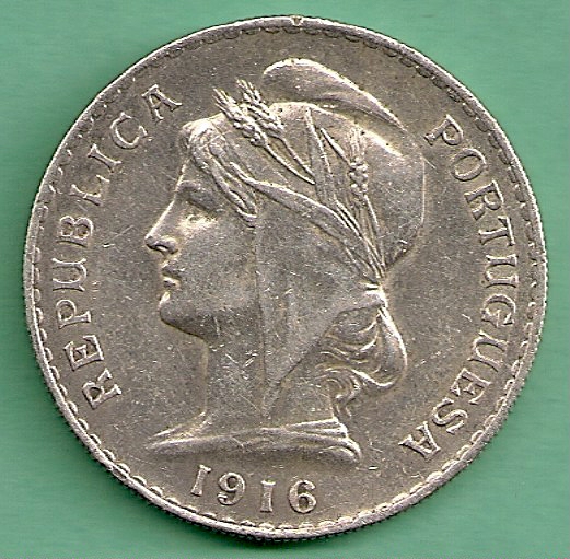  Portugal - 50 Centavos 1916 Silber   