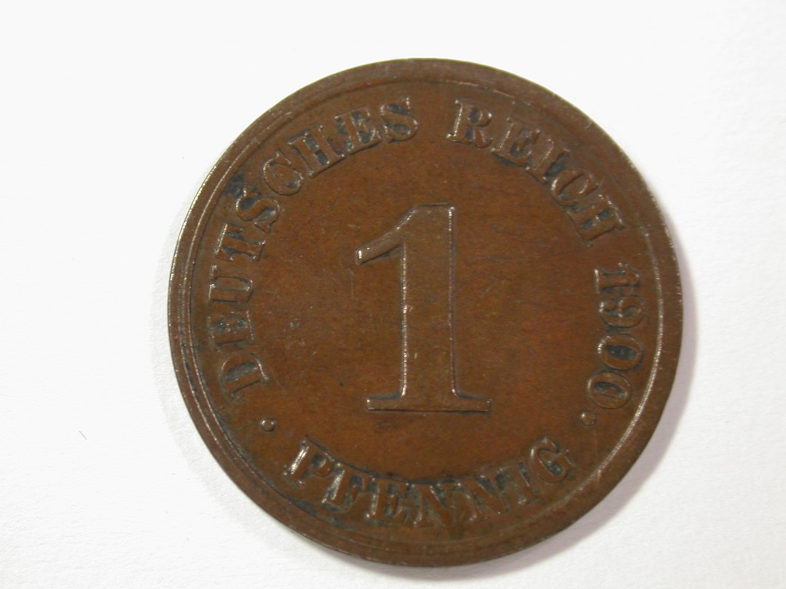  14007 KR 1 Pfennig  1900 J in ss Orginalbilder   