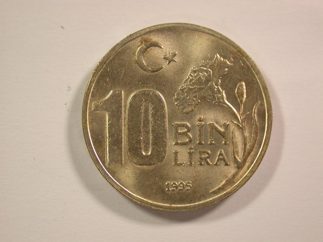 14007 Türkei 10 BIN (10.000) Lira 1995 in vz-st Orginalbilder