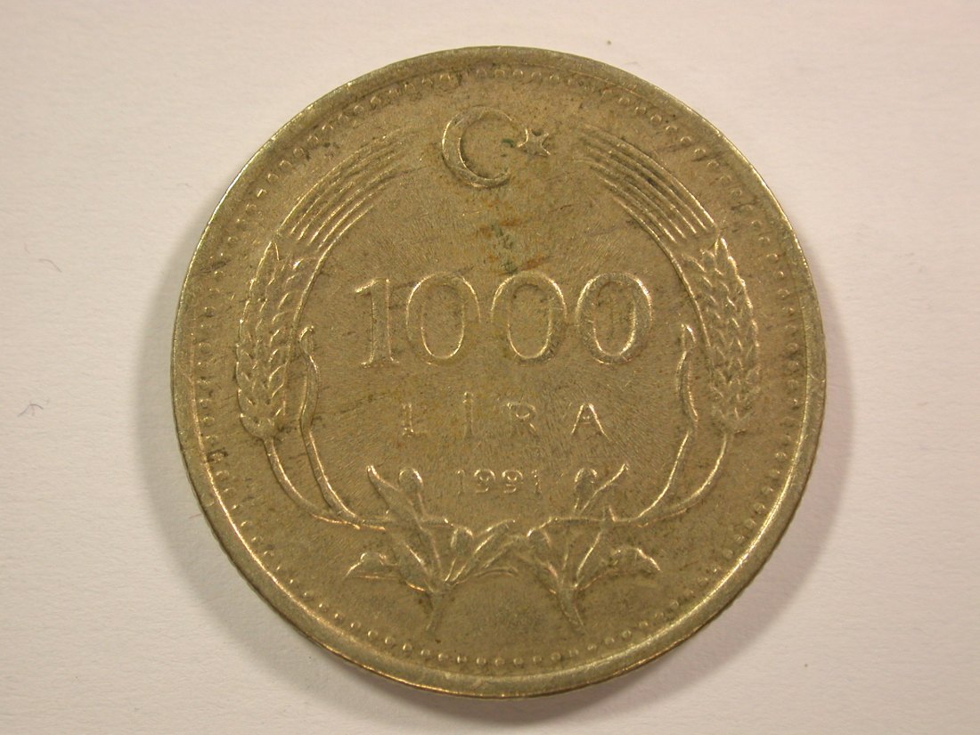 14007 Türkei 1000 Lira 1991 in ss+ Orginalbilder