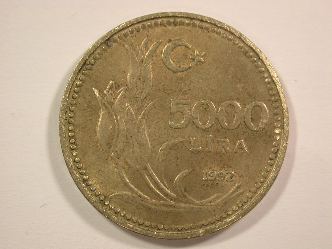  14007 Türkei  5000 Lira 1992 in ss+ Orginalbilder   