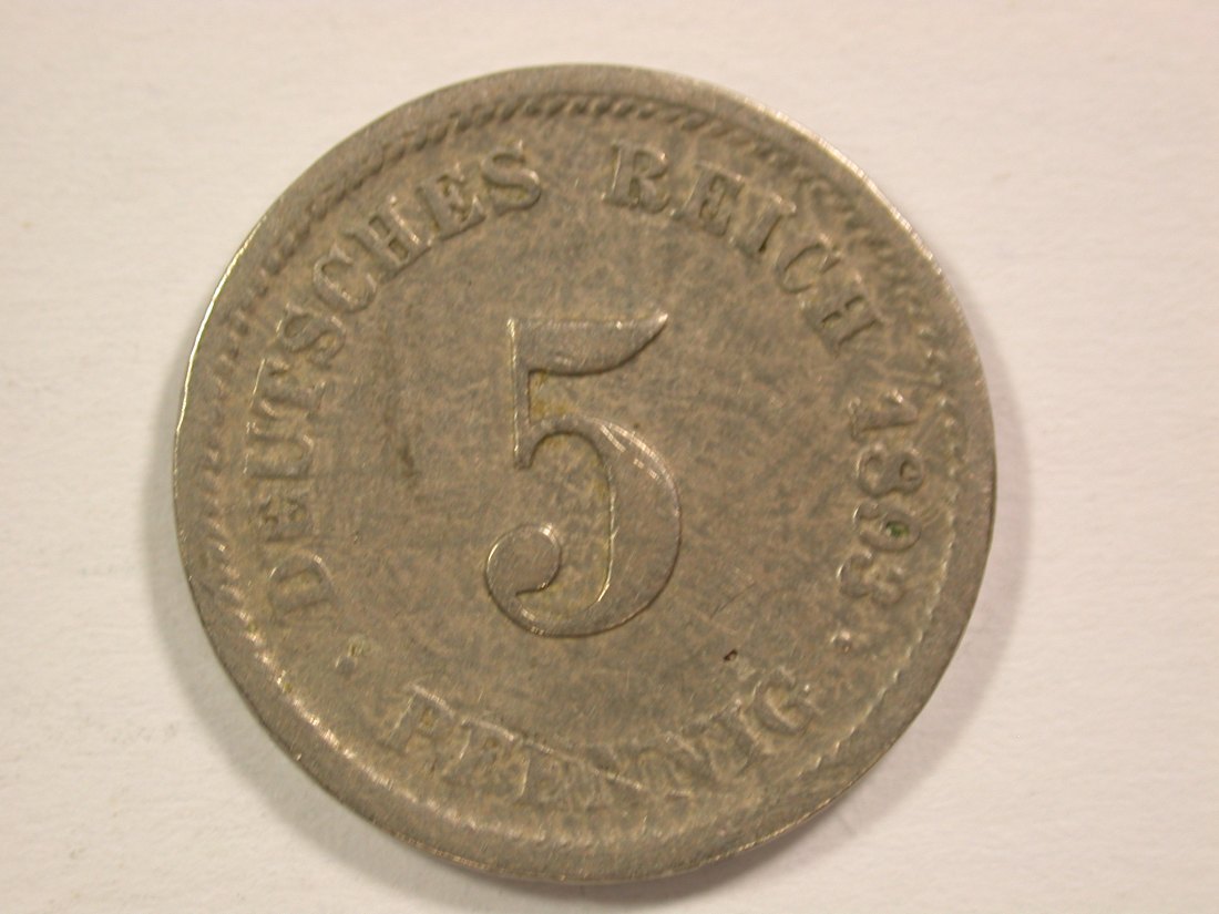 14008 KR 5 Pfennig 1893 D in ss Orginalbilder
