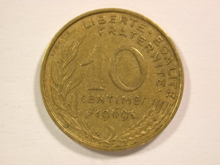  14008 Frankreich 10 Centimes von 1969 in vz Orginalbilder   