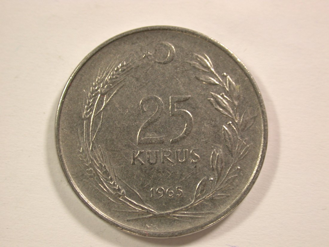  14008 Türkei  25 Kurus 1965 in sehr schön+  Orginalbilder   